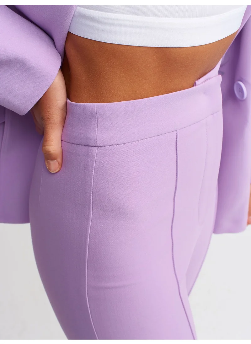 ديلفين 7002 Slit Flared Leg Trousers-Lilac