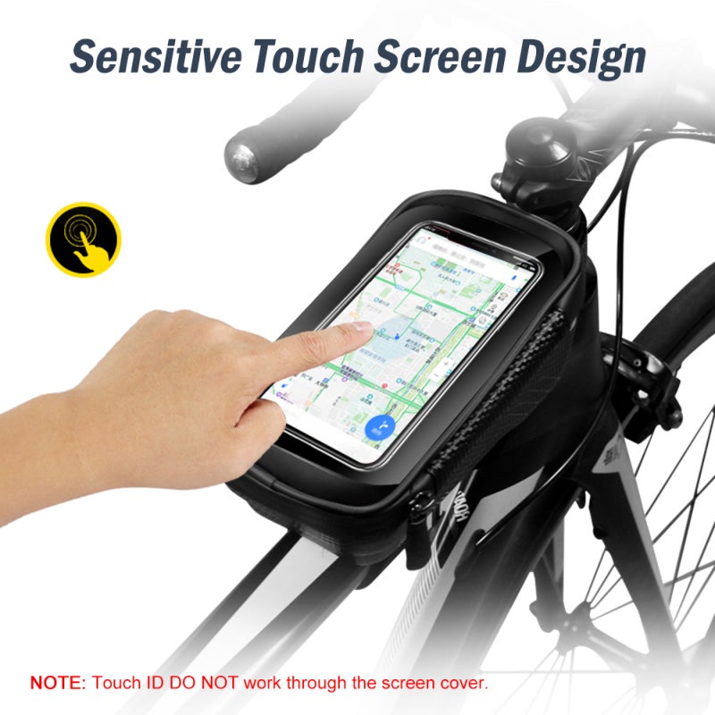 WILD MAN Bike Phone Bag EVA Hard Shell Waterproof Front Frame Bag - Touch Screen Design Bicycle Mobile Phone Pouch 1L Large Space for Cycling Top Frame Tube Storage Red - Image 2