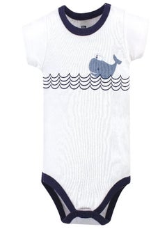 hudson baby Hudson Baby baby boys Cotton Bodysuit, Shorts and Shoe Layette Set, Blue Sailor Whale, 6-9 Months US  - Image 3
