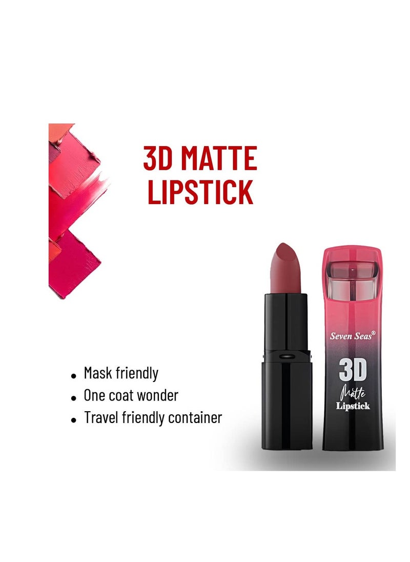 Seven Seas Seven Seas 3D Matte Velvet Finish Full Coverage Matte Long Lasting Lipstick Smooth Application Transferproof and Smudge Proof Highly Pigemented Lipstick for Women  - Image 1