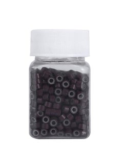 500PCS 5MM Hair Extension Beads, Silicone Lined Link Rings Loops For Human Hair Extension 5 Colors No Sliding(medium brown)