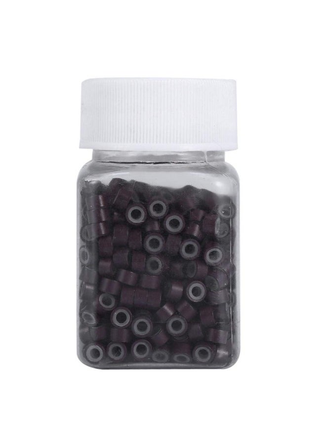 klarako - 500PCS 5MM Hair Extension Beads, Silicone Lined Link Rings Loops For Human Hair Extension 5 Colors No Sliding(medium brown) - Image 1