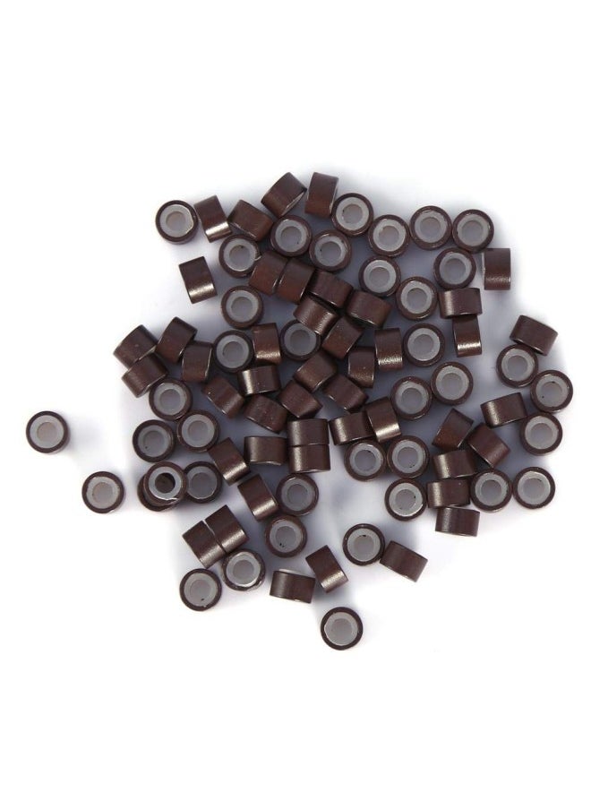 klarako - 500PCS 5MM Hair Extension Beads, Silicone Lined Link Rings Loops For Human Hair Extension 5 Colors No Sliding(medium brown) - Image 1