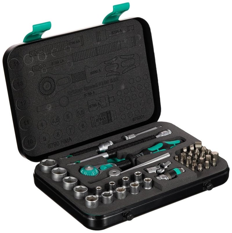 Wera 8100 SA 2 Zyklop 1/4" Metric Ratchet Set, 42-Pieces - Image 1
