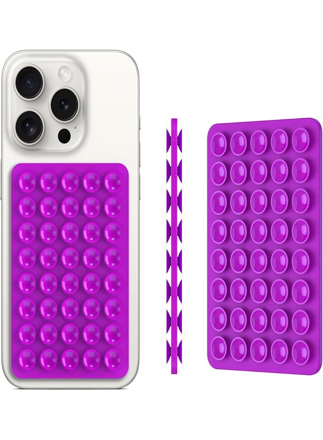 حامل موبايل بقاعدة لاصقة مزدوجة الجوانب سيليكون، إكسسوار يسمح بتثبيت الموبايل بدون اليدين، حامل قوي للموبايل لصور سيلفي وتسجيل الفيديو ومتوافق مع آيفون وأندرويد - بنفسجي - Image 2