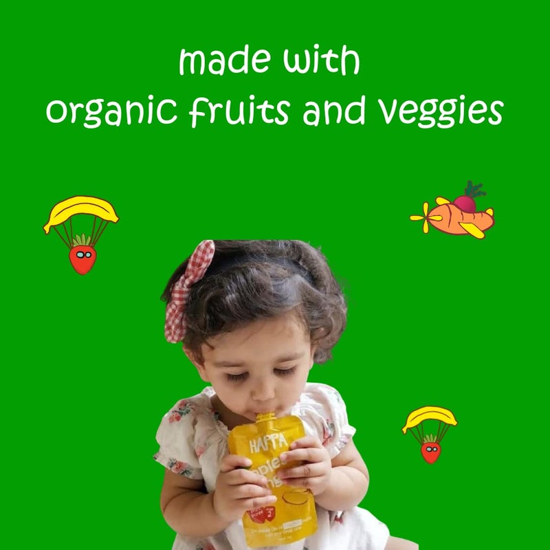 Happa Organic Baby Food Apple and Oats Puree | 100% Fruits and Oats | No Added Sugar, No Milk Powder, No Preservatives | Stage 2 (6 Months+) | Ready to Eat | Free from Common Allergens | Pack of 3 (100g Each) - Image 4
