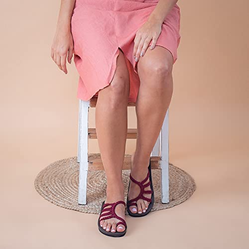 Plaka Relief Flip Flops for Women with Arch Support | Comfy Sandals for Women | Perfect for the Beach, Long Walks or Poolside | Reduces Heel & Back Pain | Sangria | Size 9 - Image 5