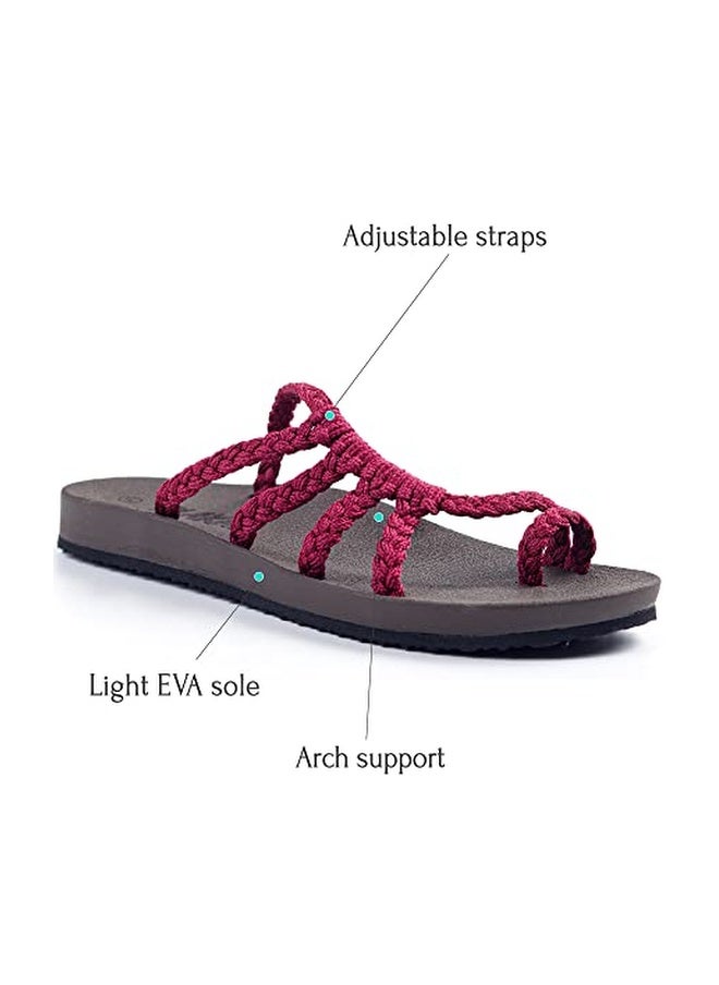 Plaka Relief Flip Flops for Women with Arch Support | Comfy Sandals for Women | Perfect for the Beach, Long Walks or Poolside | Reduces Heel & Back Pain | Sangria | Size 9 - Image 1