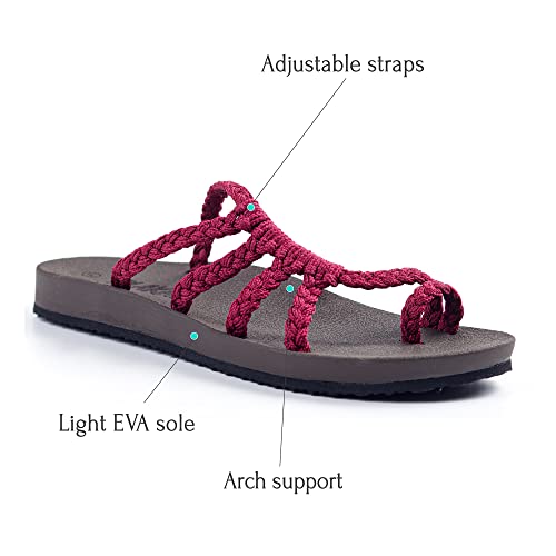 Plaka Relief Flip Flops for Women with Arch Support | Comfy Sandals for Women | Perfect for the Beach, Long Walks or Poolside | Reduces Heel & Back Pain | Sangria | Size 9 - Image 2