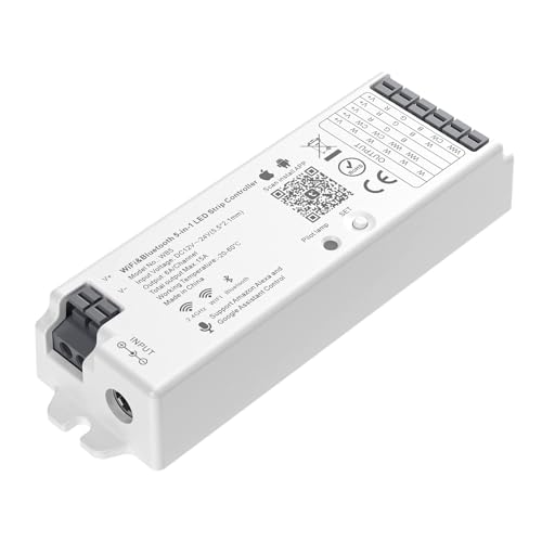 BTF-LIGHTING 5in1 WB5 2.4GHz Tuya WiFi PWM LED Controller Compatible with Alexa/Google Home/Smart Life/Tuya Smart APP Control for Dimming CCT RGB RGBW RGBCCT LED Strip Work with WR01RF WR02RF etc - Image 1