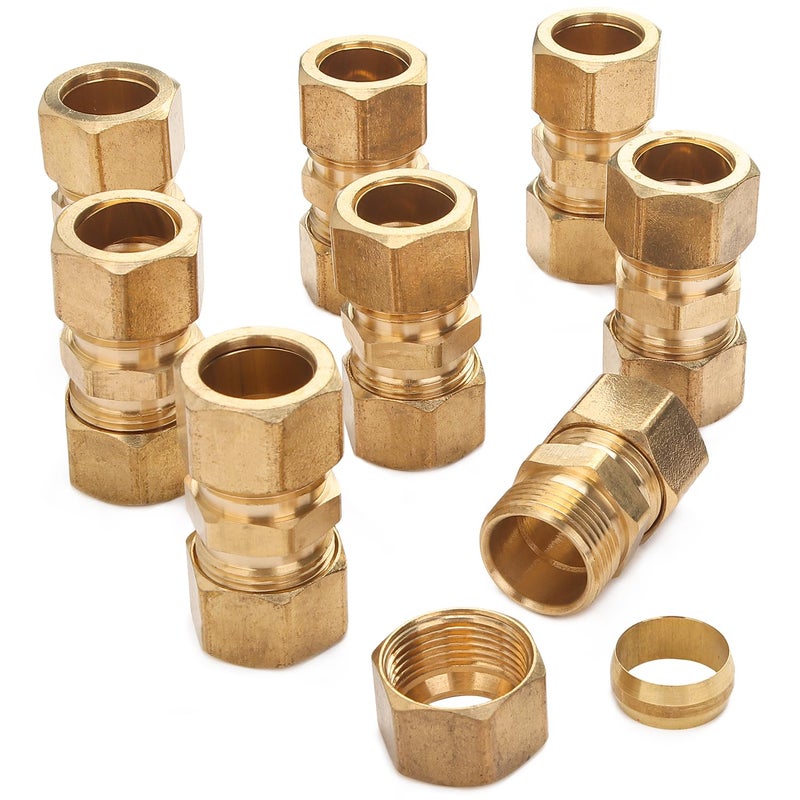 LTWFITTING 58Inch OD Compression UnionBrass Compression FittingPack of 5
