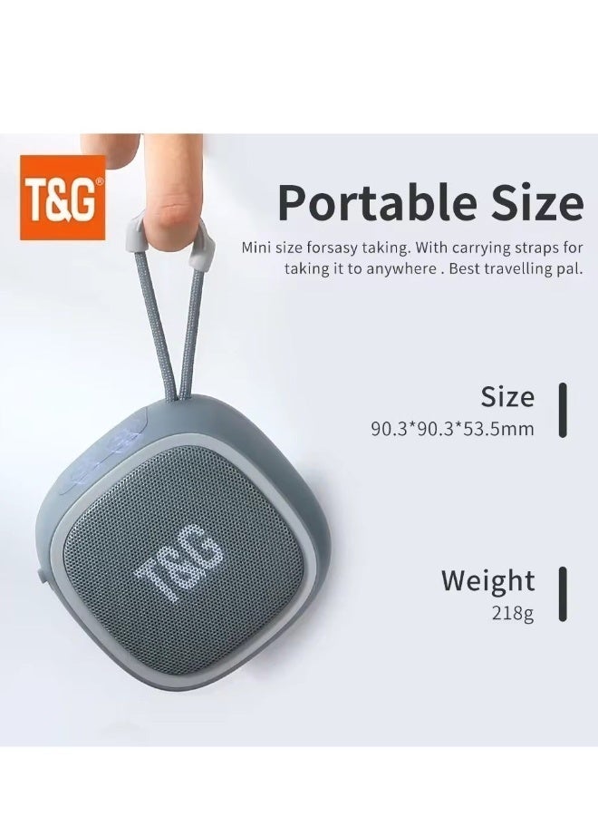 تي اند جي 659 Portable Wireless Bluetooth Speaker, Mini Bluetooth Speaker with Deep Bass, Built-in Microphone, USB Rechargeable, Hands-Free Calling, Portable Strap, Compact Stereo Speaker for Home Travel Outdoor Grey - Image 5