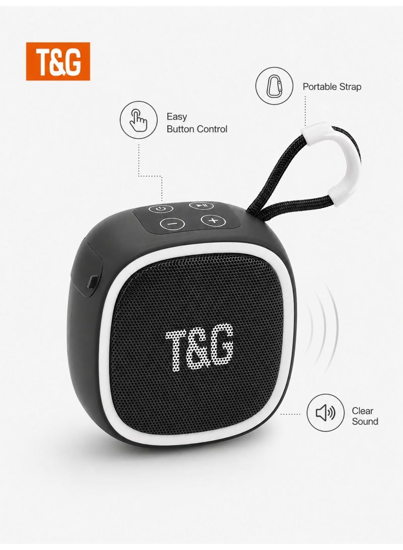 تي اند جي 659 Portable Wireless Bluetooth Speaker, Mini Bluetooth Speaker with Deep Bass, Built-in Microphone, USB Rechargeable, Hands-Free Calling, Portable Strap, Compact Stereo Speaker for Home Travel Outdoor Grey - Image 1