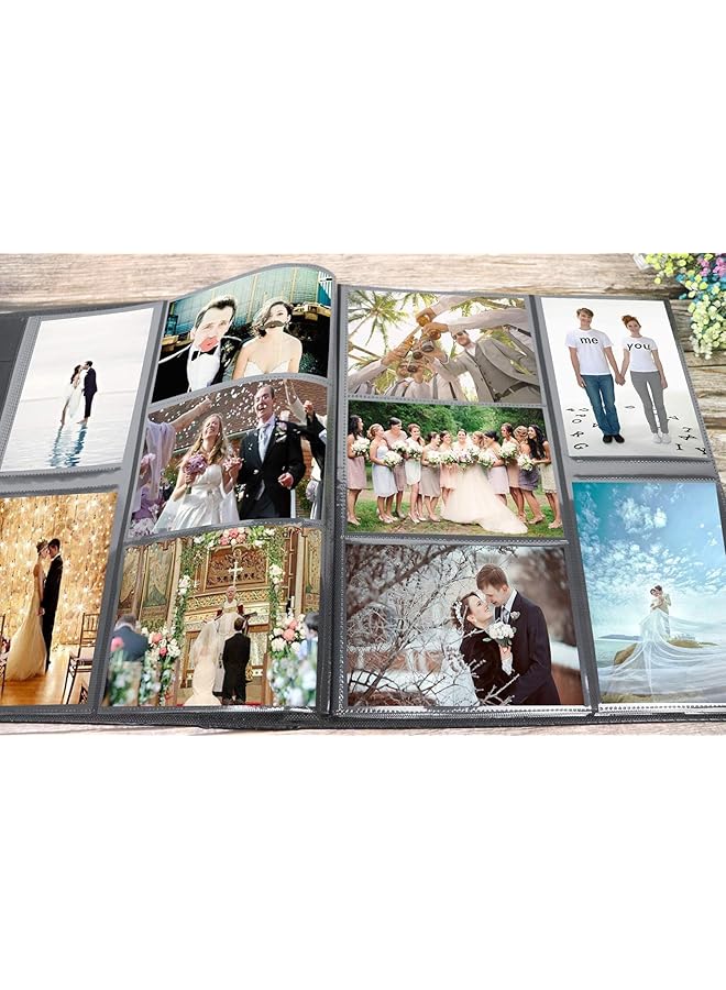 إيروريكس ألبوم صور 4X6 600 صورة بسعة كبيرة للأطفال وحفلات الزفاف والعائلة بغطاء جلدي ألبومات صور تتسع لـ 600 صورة أفقية ورأسية - Image 2