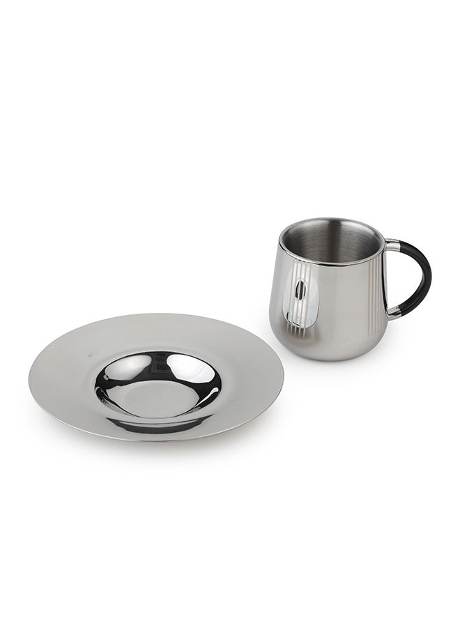 ARTTDINOX Designer Stainless Steel Fluted Cup and Saucer Set of 2 | Double Walled Cup | Unbreakable Cups for Tea Chai Coffee Cups Mugs with Saucer | Premium Serveware, Dinnerware & Tableware | Small | - pzsku/Z957858E59740573D1DE6Z/45/_/1708159908/60313cc3-f3b8-4433-9eaf-42e4a9087b84
