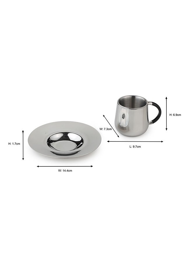 ARTTDINOX Designer Stainless Steel Fluted Cup and Saucer Set of 2 | Double Walled Cup | Unbreakable Cups for Tea Chai Coffee Cups Mugs with Saucer | Premium Serveware, Dinnerware & Tableware | Small | - pzsku/Z957858E59740573D1DE6Z/45/_/1708159908/9abef798-a7f4-4b2f-811a-6ee141d58f3d