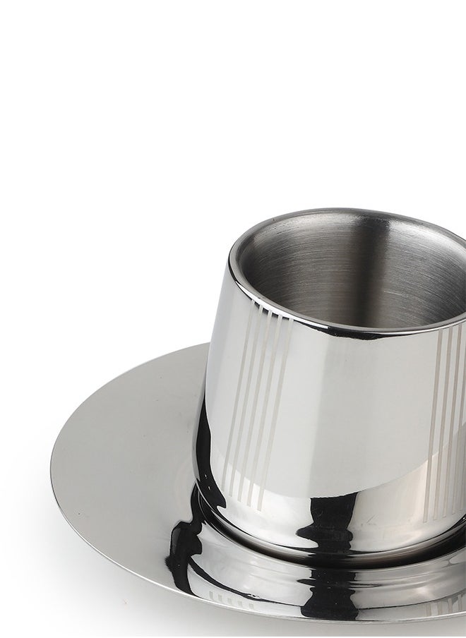 ARTTDINOX Designer Stainless Steel Fluted Cup and Saucer Set of 2 | Double Walled Cup | Unbreakable Cups for Tea Chai Coffee Cups Mugs with Saucer | Premium Serveware, Dinnerware & Tableware | Small | - pzsku/Z957858E59740573D1DE6Z/45/_/1708159918/749688a5-a1a4-46e8-ad4d-e3199e23a99c