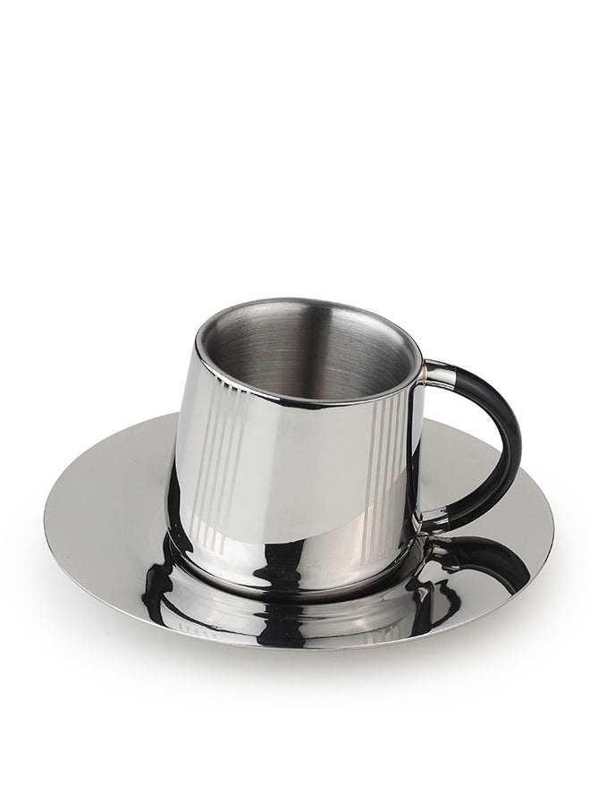 ARTTDINOX Designer Stainless Steel Fluted Cup and Saucer Set of 2 | Double Walled Cup | Unbreakable Cups for Tea Chai Coffee Cups Mugs with Saucer | Premium Serveware, Dinnerware & Tableware | Small | - pzsku/Z957858E59740573D1DE6Z/45/_/1708159918/accc4ffb-0a41-47e9-9a3d-8617a983fc9a