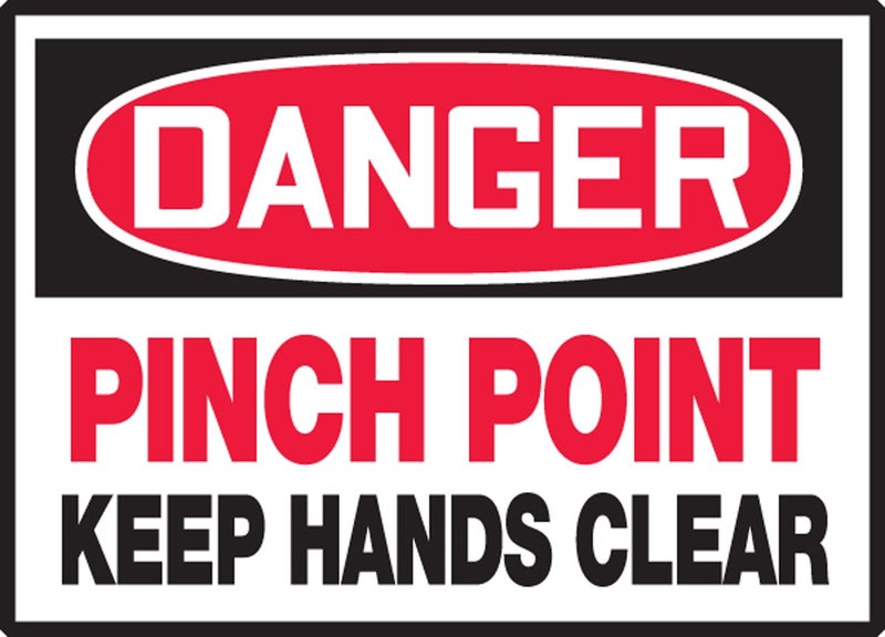 Accuform LEQM123XVE Safety Label, Legend "Danger Pinch Point Keep Hands Clear", 3.5" Length x 5" Width x 0.006" Thickness, Adhesive Dura-Vinyl, Red/Black on White - Image 3