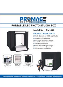 PROMAGE PROFESSIONAL PHOTO BOX LED PB05 – 40 * 40CM PM440 Light Photo Lighting Studio Kit Adjustable Brightness Shooting Tent Table Top Photography Lighting Kit  - Image 4