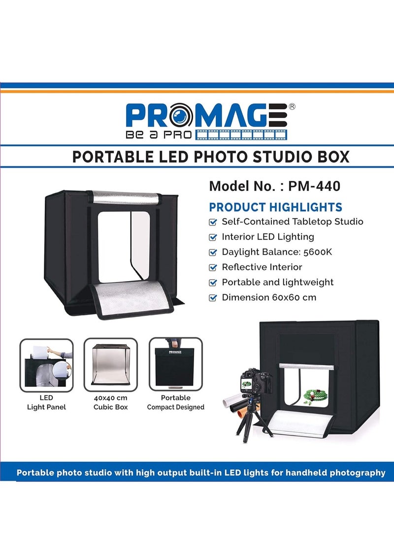 برو ميج صندوق الصور الاحترافي LED PB05 - 40 * 40 سم PM440 طقم إضاءة استوديو التصوير الفوتوغرافي مع سطوع قابل للتعديل وطاولة خيمة التصوير ومجموعة إضاءة التصوير الفوتوغرافي - Image 2