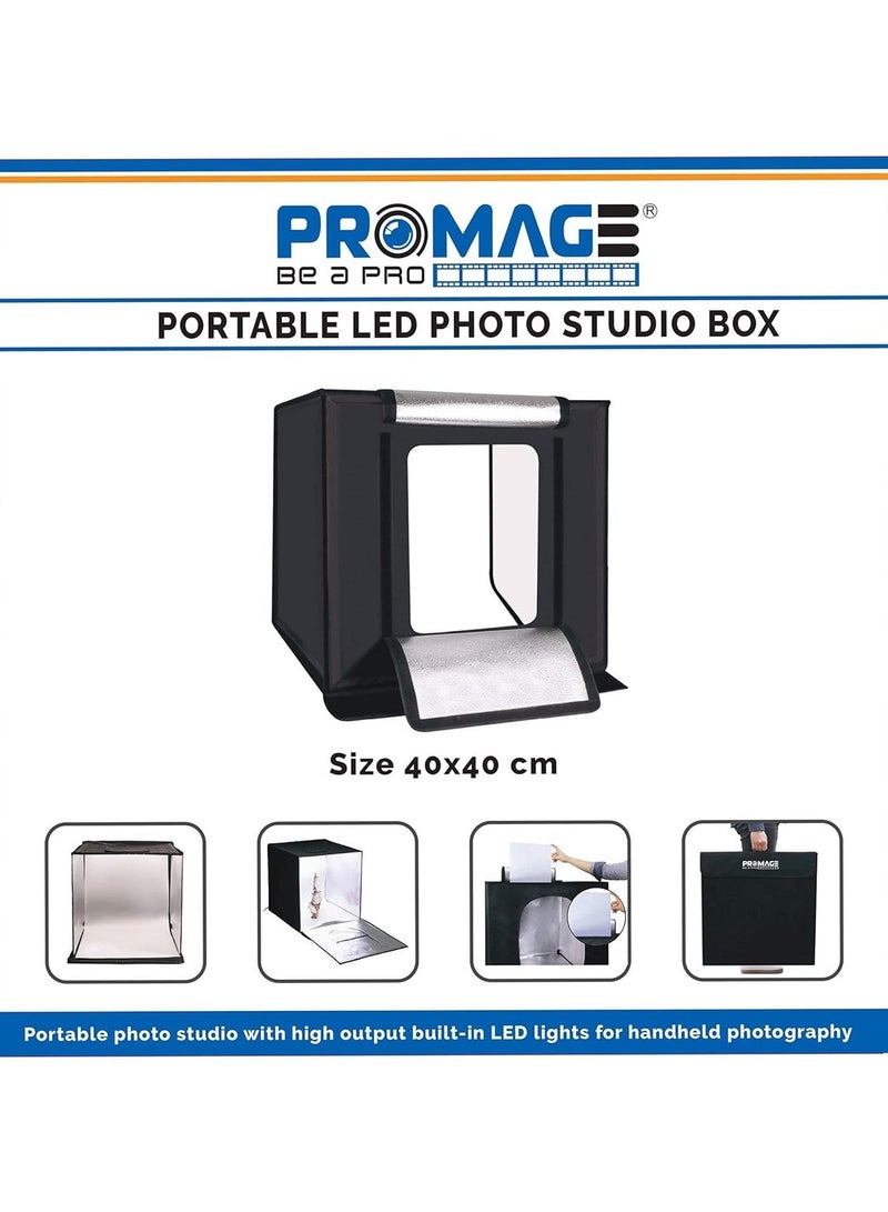 برو ميج صندوق الصور الاحترافي LED PB05 - 40 * 40 سم PM440 طقم إضاءة استوديو التصوير الفوتوغرافي مع سطوع قابل للتعديل وطاولة خيمة التصوير ومجموعة إضاءة التصوير الفوتوغرافي - Image 3