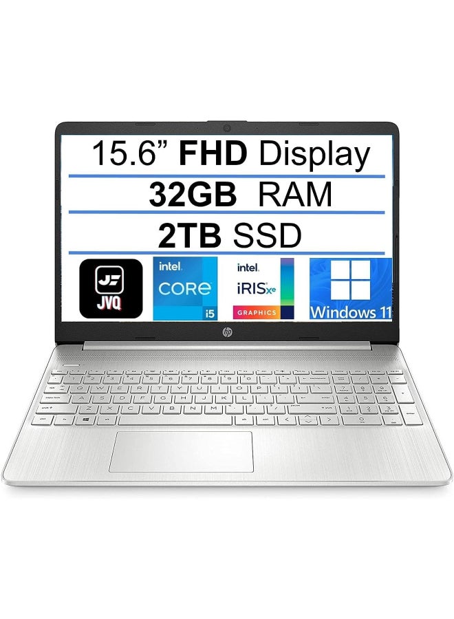 2022 Newest Laptop With 15.6-Inch Display, Intel Core i5-1135G7 Processor/32GB RAM/2TB SSD/Intel Iris XE Graphics/Windows 11 English/Arabic Silver