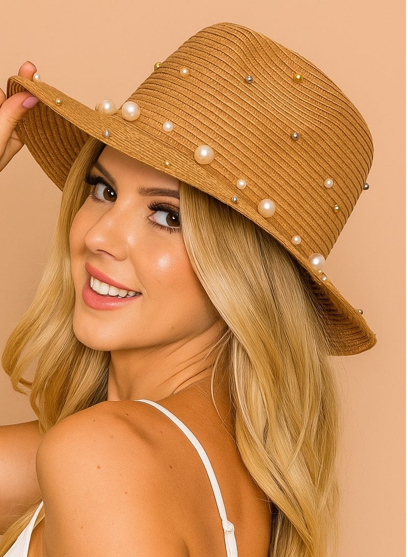 Shein Bow Decor Straw Hat KHAKI - Image 4