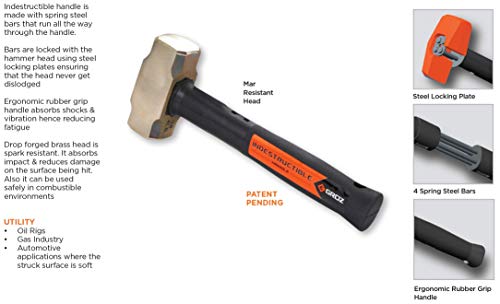 Groz 34702 12" Indestructible Brass Striking Hammer, 4 lb - Image 5