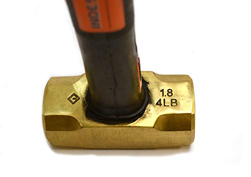 Groz 34702 12" Indestructible Brass Striking Hammer, 4 lb - Image 2
