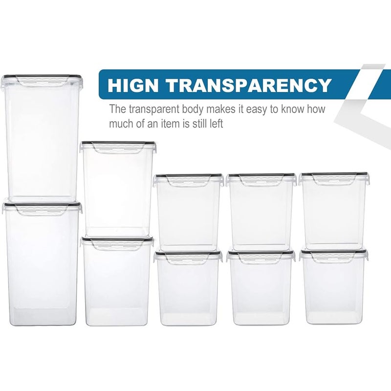 VERONES Large Tall Airtight Food Storage Containers, 10 PACK Plastic Airtight Kitchen & Pantry Organization, Ideal for Flour & Sugar - BPA-Free Plastic Canisters with Labels - Image 3