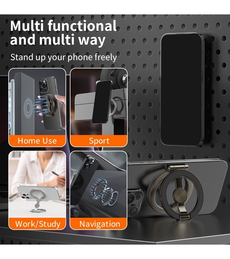 Black 2026 Smartphone Double Sided Strong Magnetic Finger Ring Holder Desktop Magnet Stand 360 Degree Rotation Bracket - Image 3