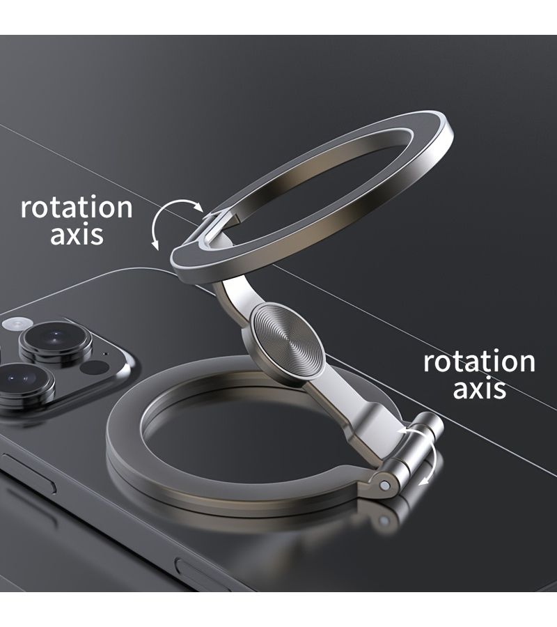 Black 2026 Smartphone Double Sided Strong Magnetic Finger Ring Holder Desktop Magnet Stand 360 Degree Rotation Bracket - Image 5