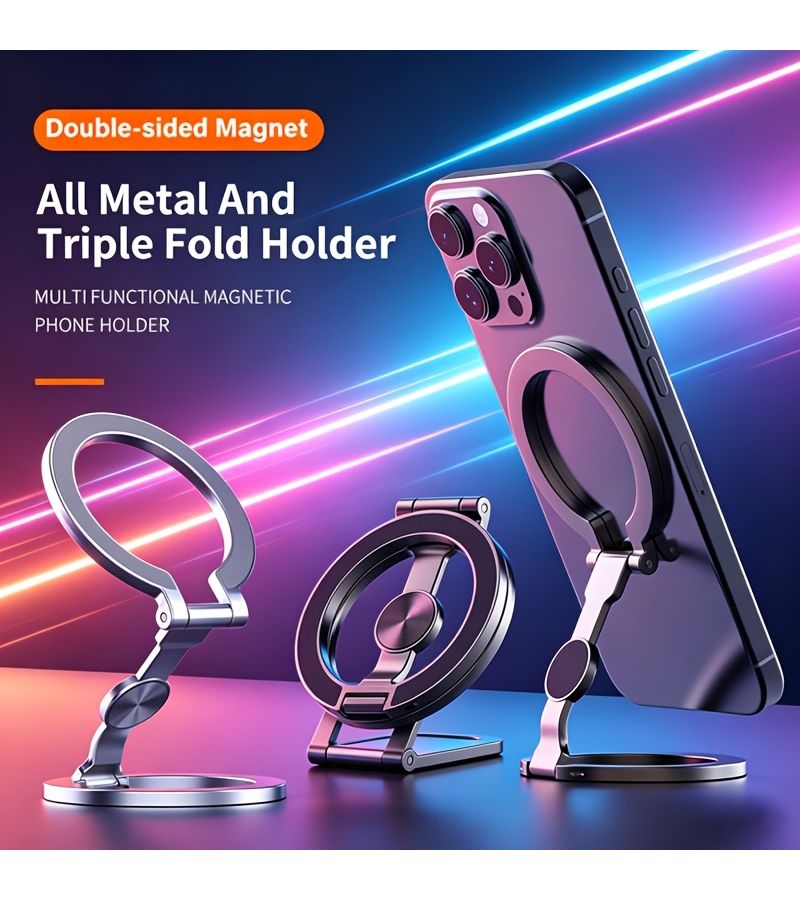 Black 2026 Smartphone Double Sided Strong Magnetic Finger Ring Holder Desktop Magnet Stand 360 Degree Rotation Bracket - Image 1