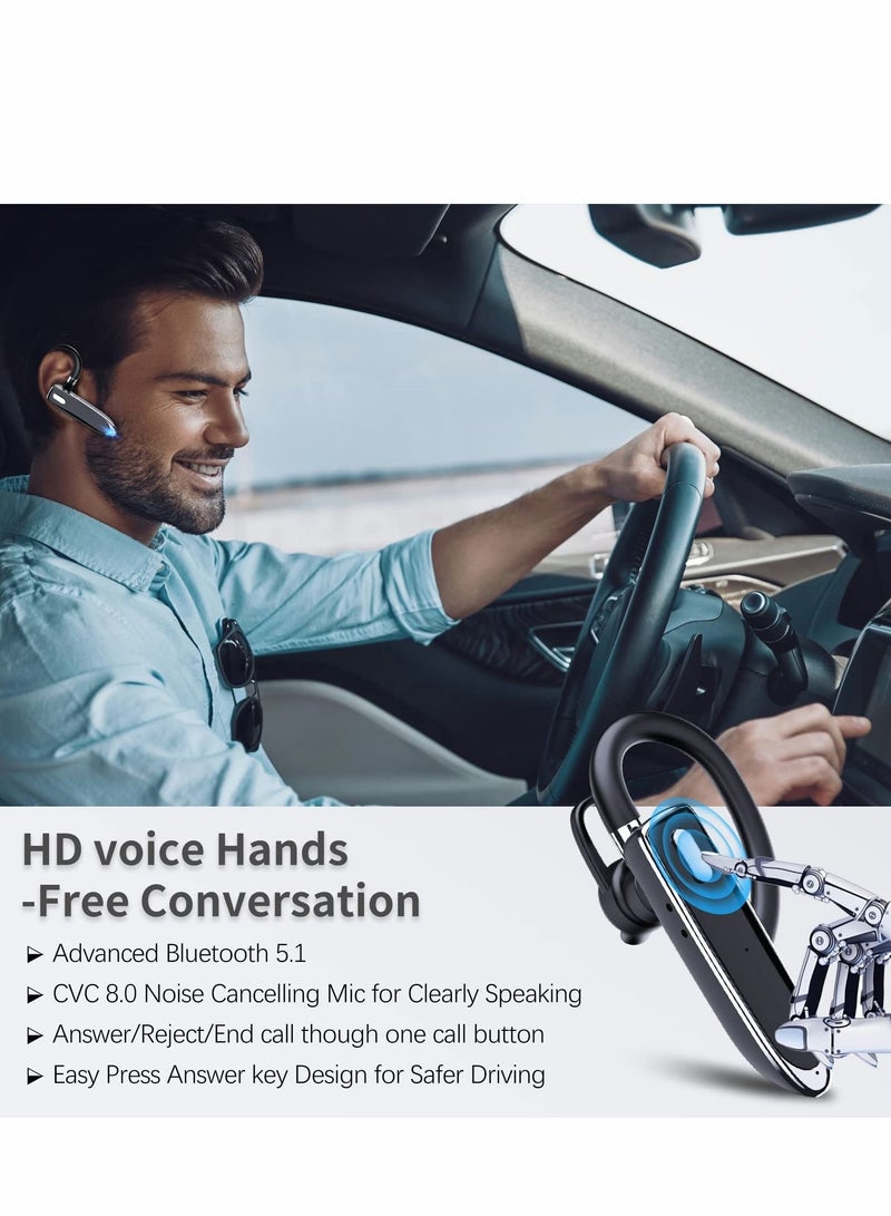 Excefore Bluetooth Earpiece for Cellphone, V5.1 Headset Wireless Headphone with Noise Canceling Microphone Office Driving, Hands-Free Earphones Compatible Android/iOS - Image 4