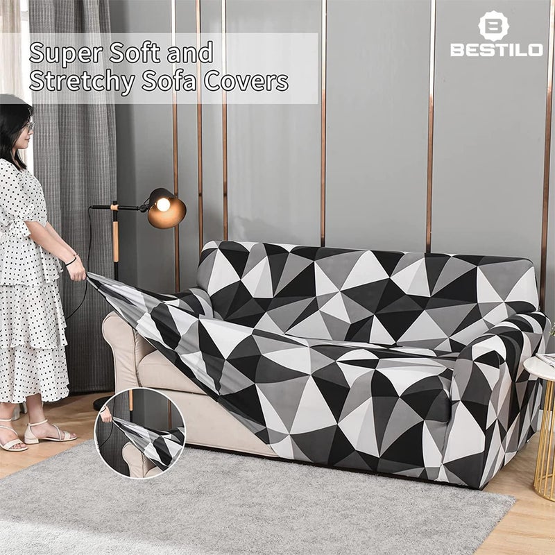 B BESTILO Sofa Cover 3 Seater and 2 Seater Fully Covered Universal 5 Seater Sofa Cover NonSlip Sticky Elastic Stretchable Sofa Set Slipcover Protector for Black Prism Five Seater 311 - Image 3