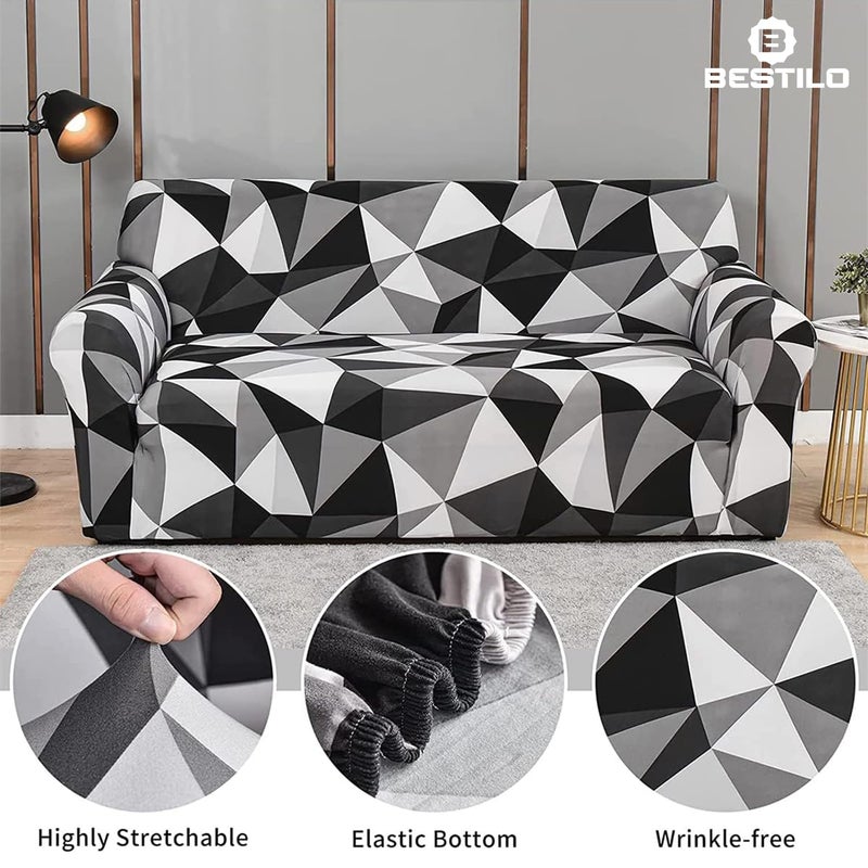 B BESTILO Sofa Cover 3 Seater and 2 Seater Fully Covered Universal 5 Seater Sofa Cover NonSlip Sticky Elastic Stretchable Sofa Set Slipcover Protector for Black Prism Five Seater 311 - Image 2