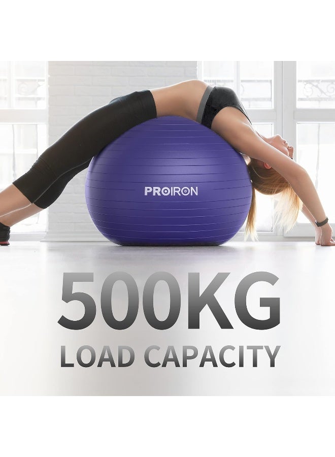 PROIRON Exercise Ball Anti-Burst Yoga Ball Chair with Quick Pump Slip Resistant Gym Ball Supports 500KG Balance Ball for Pilates Yoga Birthing Pregnancy Stability Gym Workout Training - Image 4