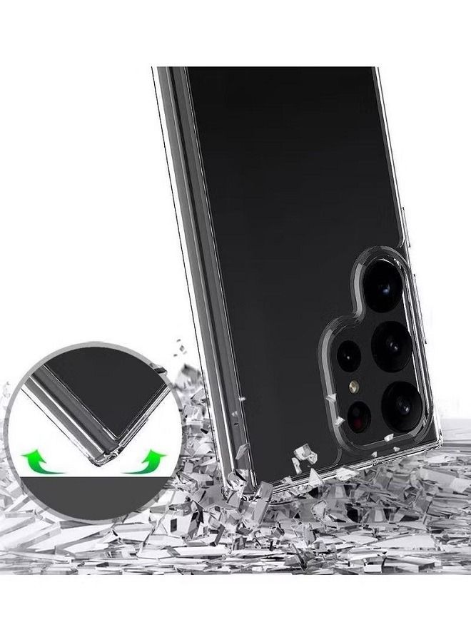 إيف حالة واضحة تمامًا لـ Samsung Galaxy S23 Ultra شفاف مضاد للخلط صدمية لوحة خلفية صلبة مع حواف TPU ناعمة واضحة - Image 3