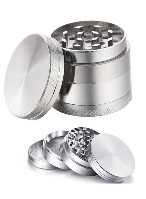 4 Layer Spice Crusher With Magnetic Lid Silver