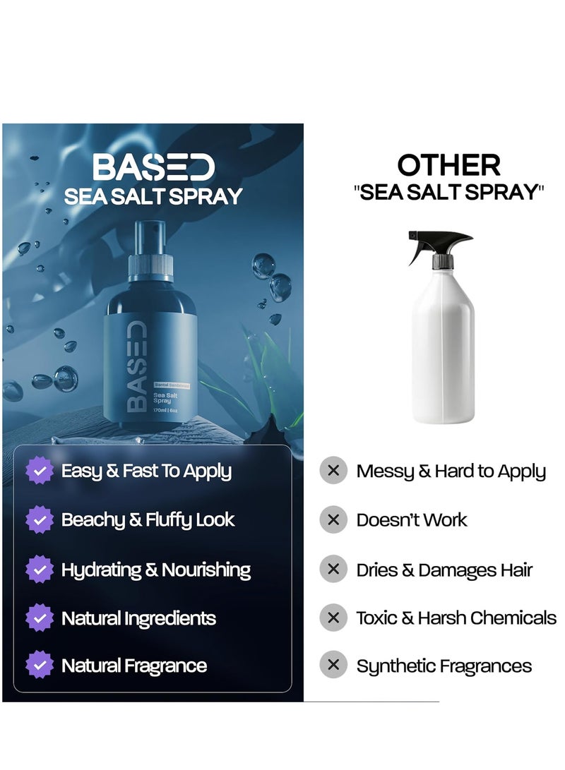 استنادا الي BASED BODYWORKS Sea Salt Spray, Natural Finish Sea Salt Spray for Hair, Gives Volume and Texture, Enriched with Seaweed and Vitamin B5, Lightweight and Non-Greasy, Paraben Free - Image 5