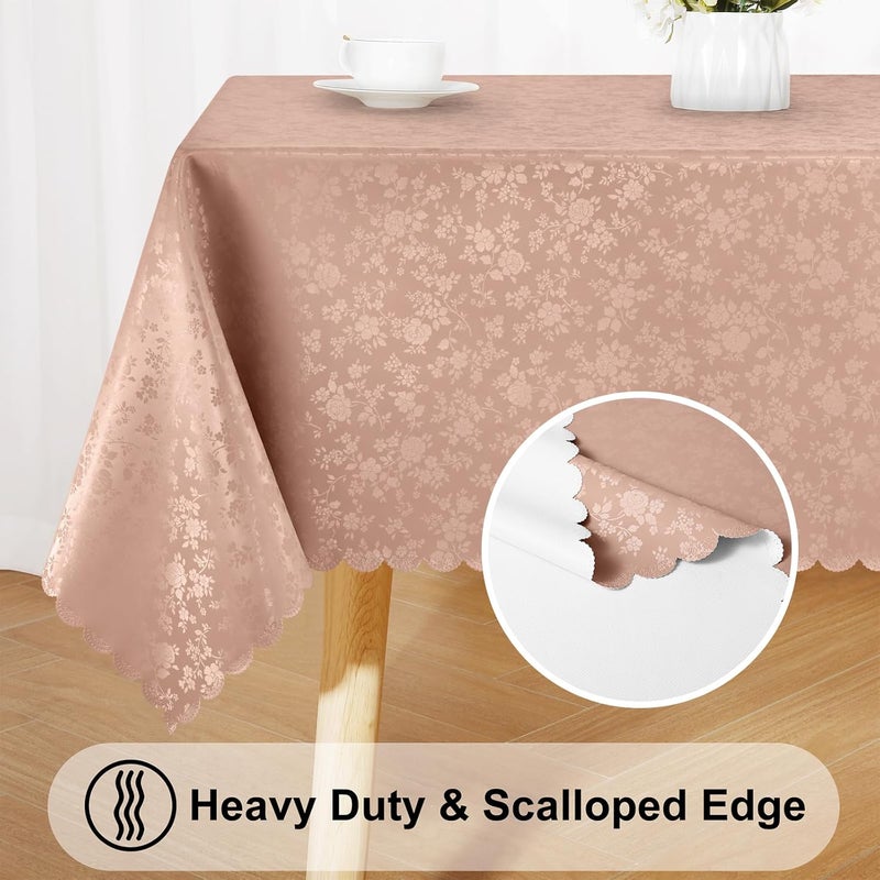 smiry Rectangle Table Cloth, Waterproof Heavy Duty Vinyl Tablecloths, Wipeable Washable Table Cover for Kitchen and Dining Room (Tan, 60" X 102") - Image 4