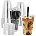 lucdnc 25 Sets 16oz Disposable Clear Plastic Cups with Lids and Smoothies Straws Party Drinking Cups for MilkshakesCold Coffee - Image 1