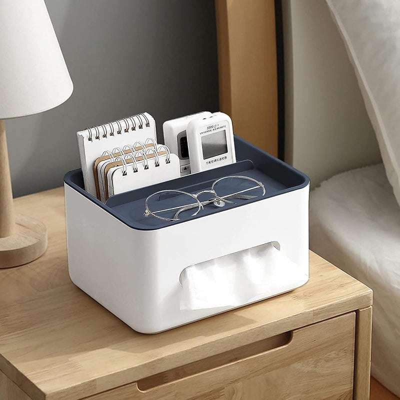N/P NP Tissue Holder, Tissue Box Cover Paper Towel Holder Desk Organizer Storage Box for Living Room, Bedroom, Kitchen, Bathroom and Office (Blue) - Image 2