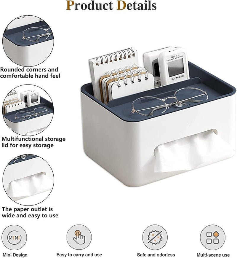 N/P NP Tissue Holder, Tissue Box Cover Paper Towel Holder Desk Organizer Storage Box for Living Room, Bedroom, Kitchen, Bathroom and Office (Blue) - Image 3