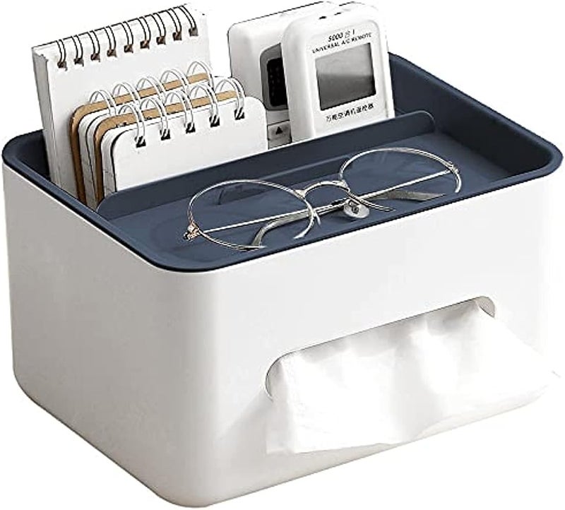 N/P NP Tissue Holder, Tissue Box Cover Paper Towel Holder Desk Organizer Storage Box for Living Room, Bedroom, Kitchen, Bathroom and Office (Blue) - Image 1