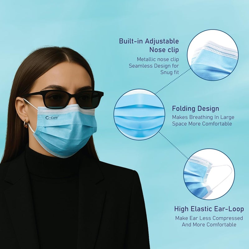 C-Cure 3 Ply Non Woven Face Mask For Men And Women Surgical Face Mask For Pollution Protection - Image 4