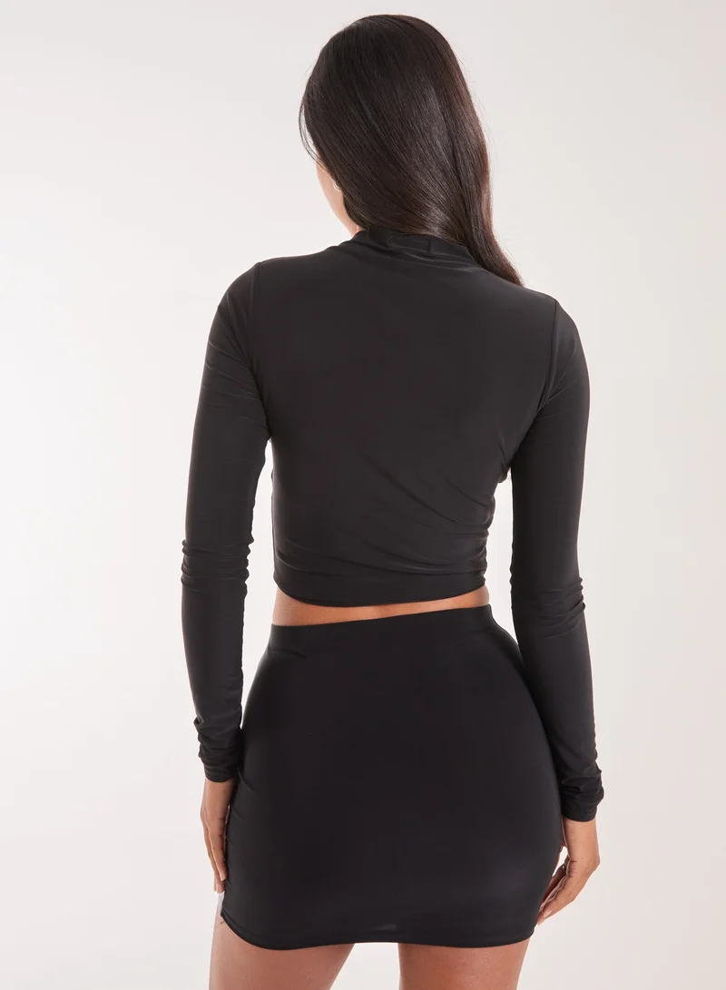 بينك فانيلا Graphic Silhouette Long Sleeve Top
