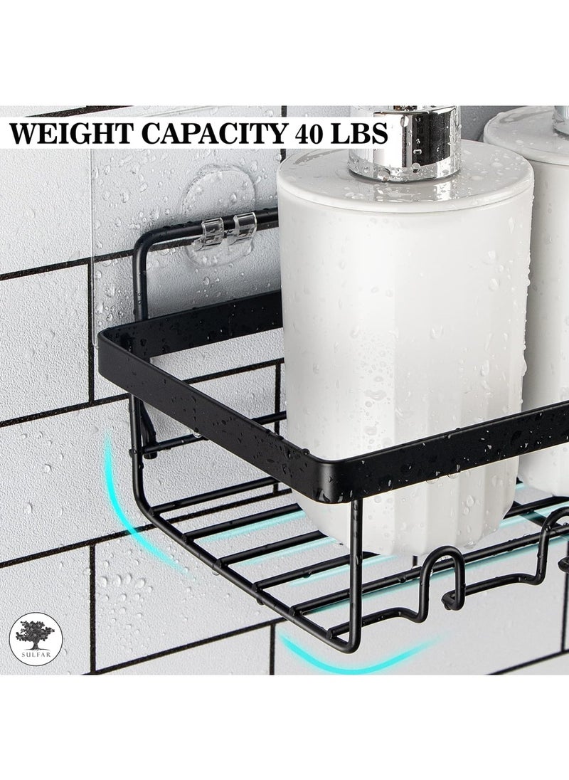sulfar MS Bathroom Rack For Shampoo Organizer With Shelf Adhesive Bathroom Shelf Rack Self Adhesive Wall Storage Organizer For Kitchen And Bathroom (Black) Pack of 2  - Image 4