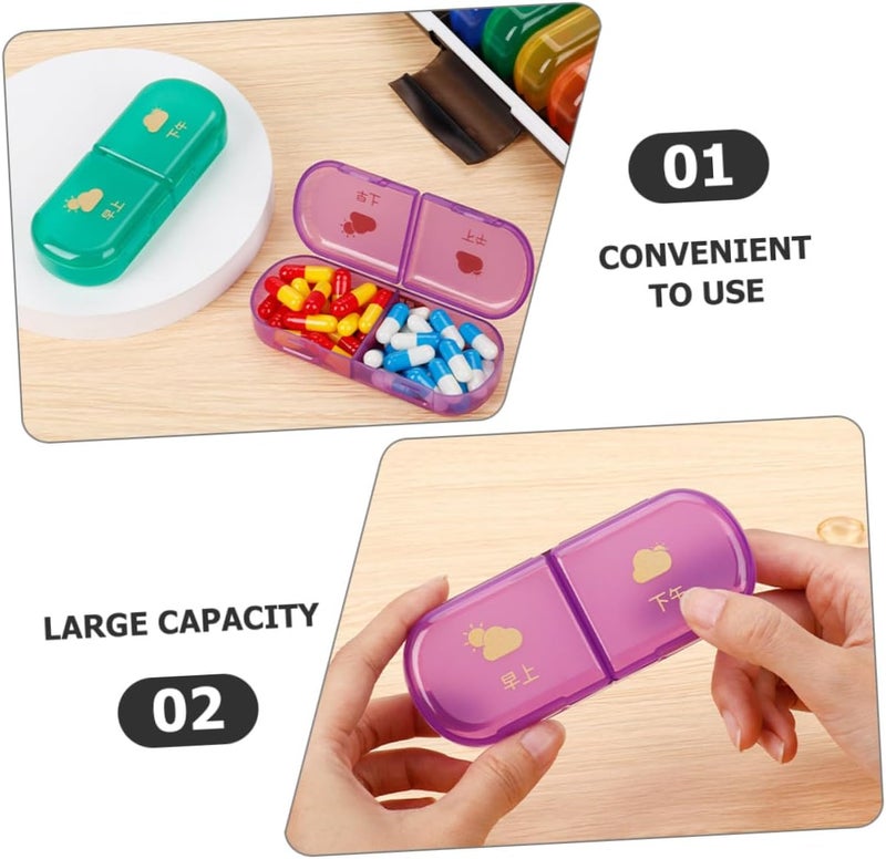 DOITOOL 7-Day Portable Pill Organizer Case with Multi-Grid Storage, Wear-Resistant Weekly Medicine Dispenser for Travel and Daily Use, Black Shell with Colorful Compartments - Image 3